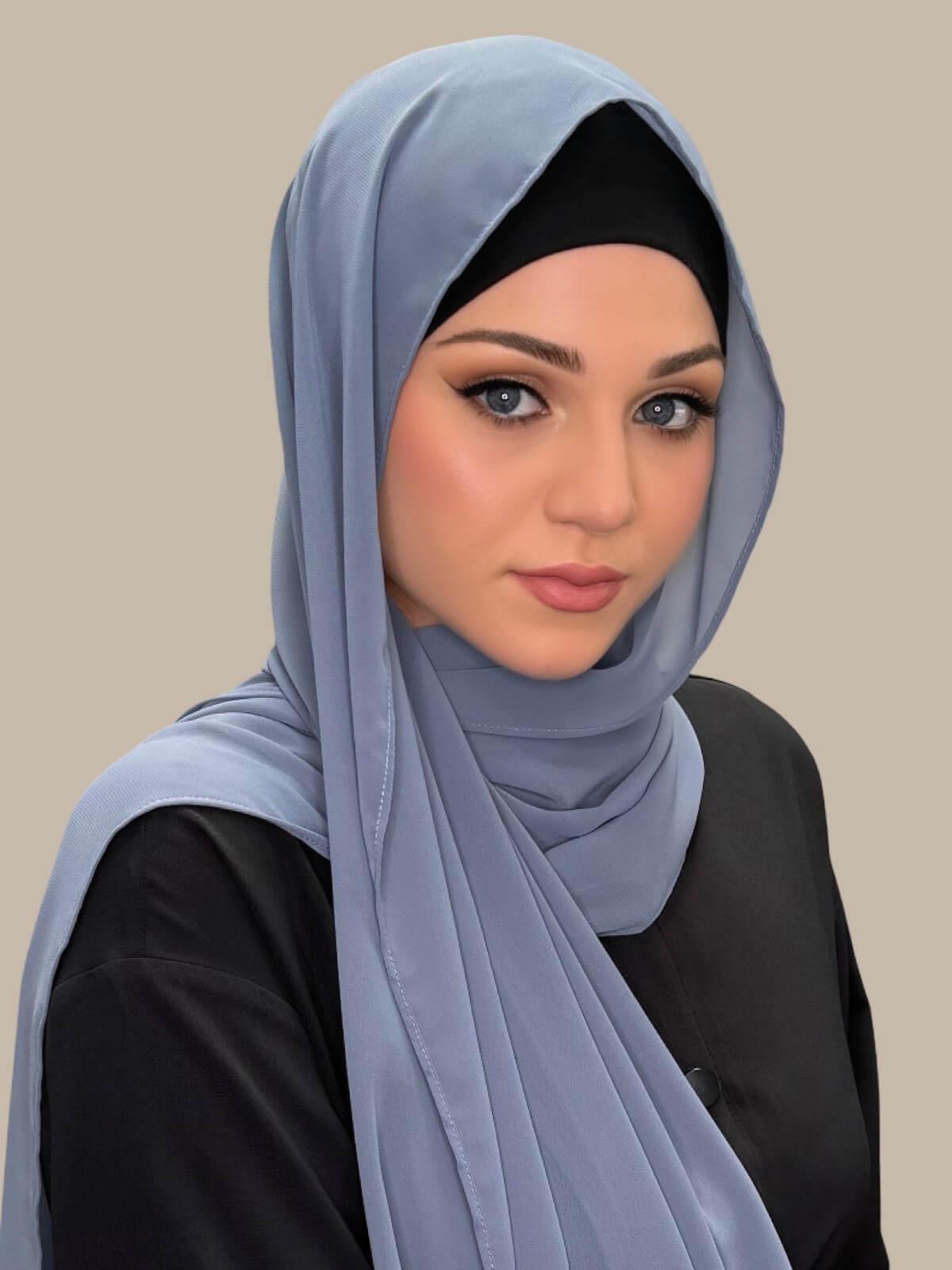 Luxury Chiffon Hijab-Dusty Blue