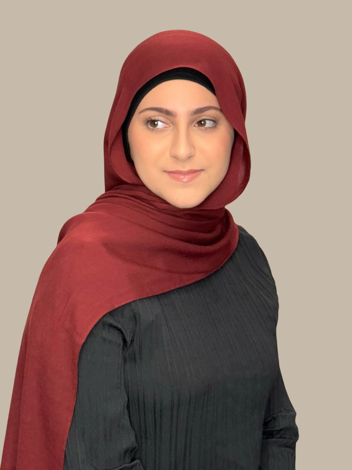Modish Girl Cotton Modal Hijab-Royal Burgundy