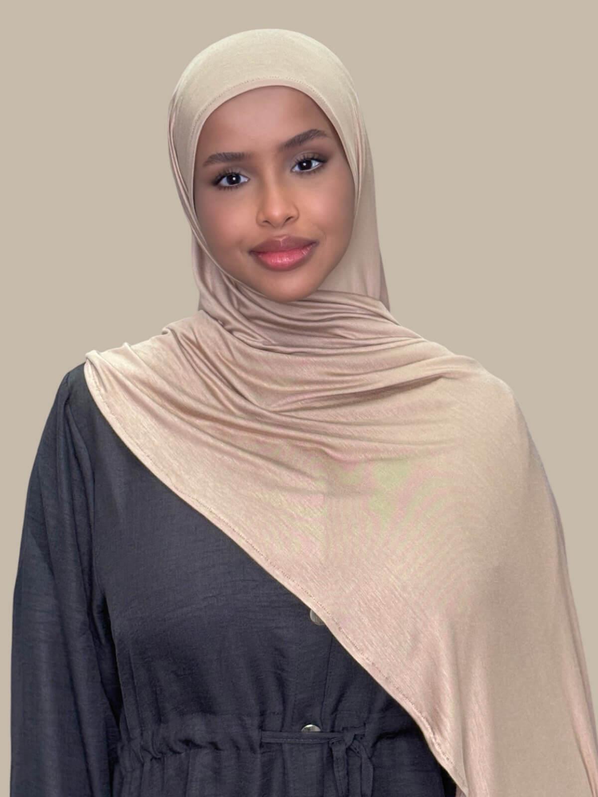 Oak Pre-Sewn Jersey Hijab, no pins just slip on and go