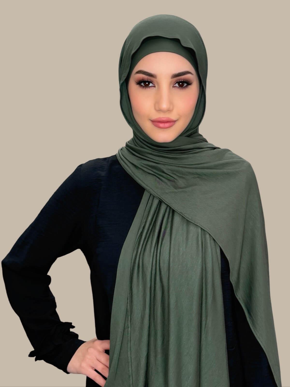Premium Jersey Hijab-Army Green
