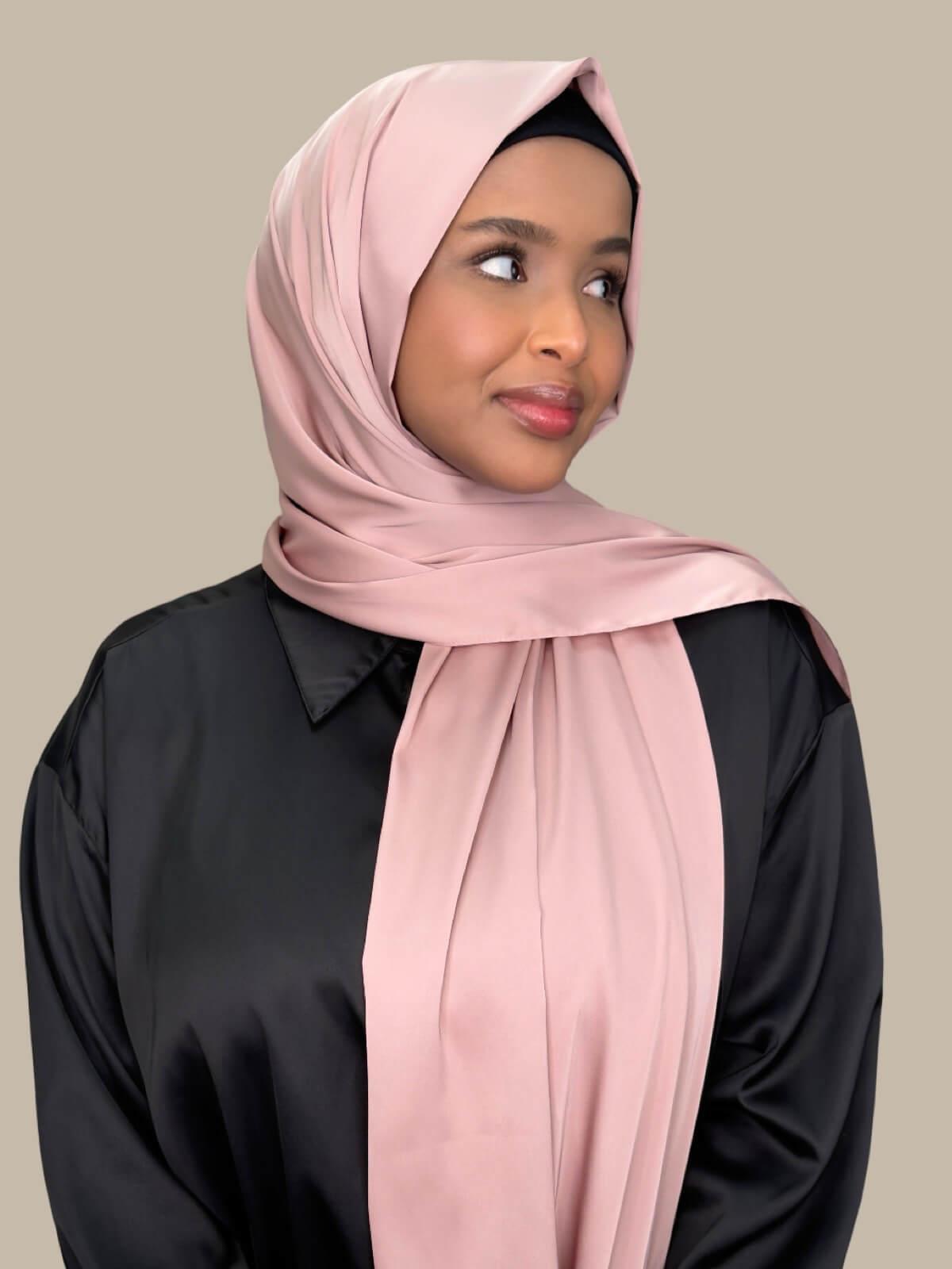 Premium Satin Hijab-Truffle Rose