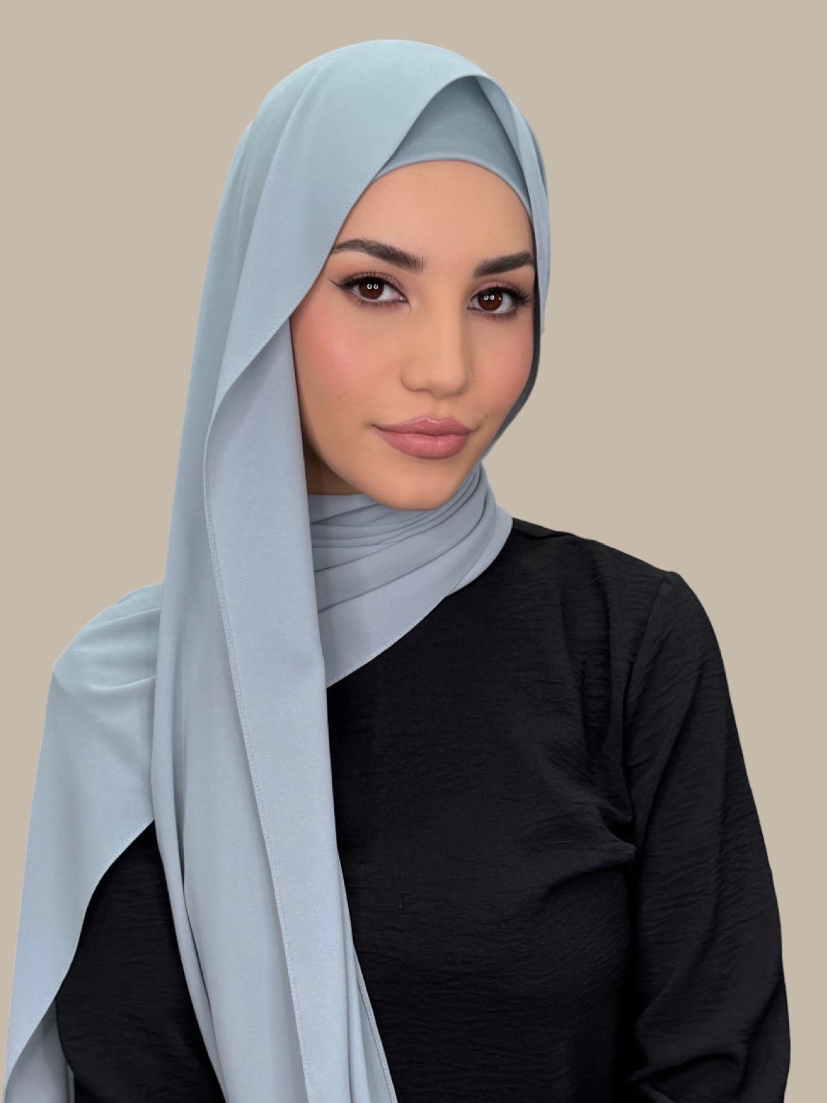 Matching Chiffon Hijab Set-Stone Blue