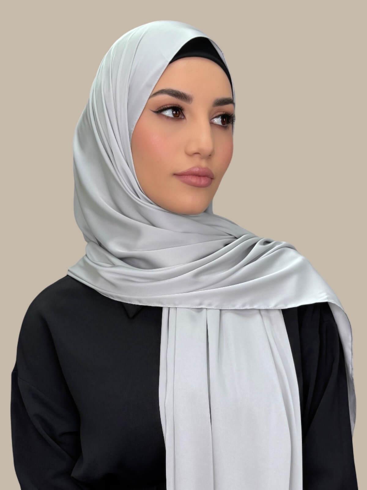 Premium Satin Hijab-Steel Mist