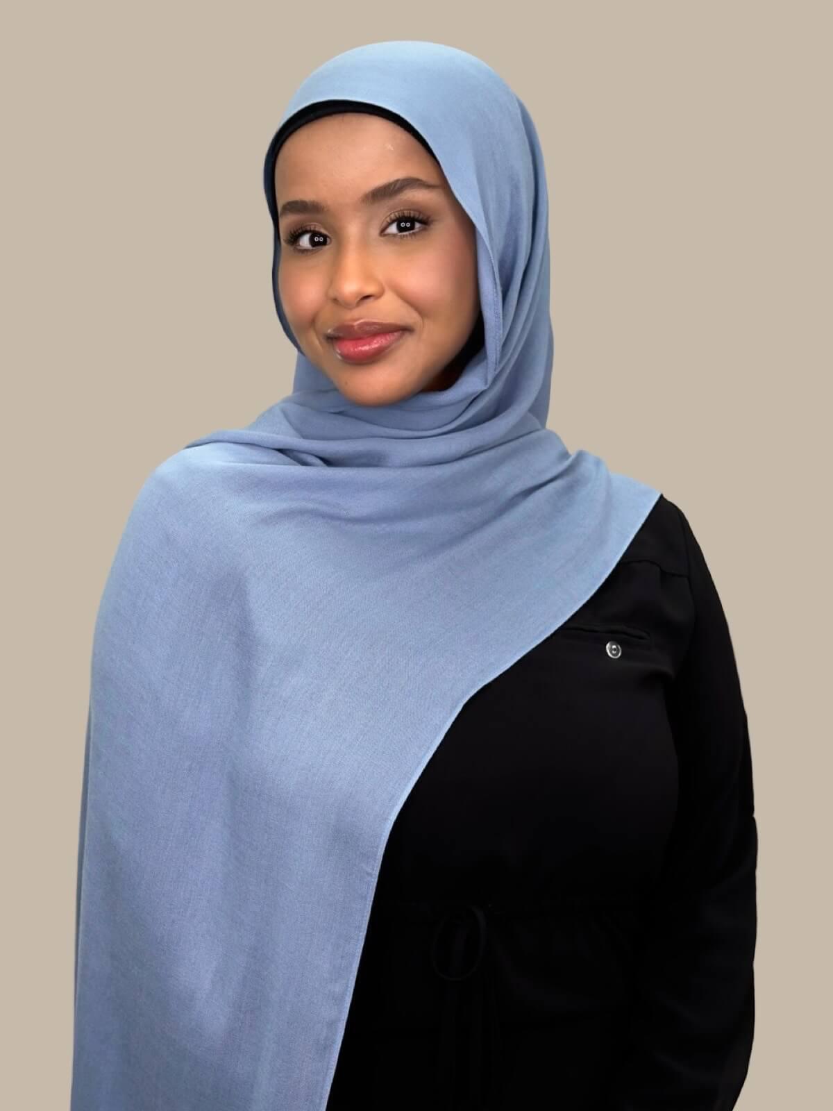 Cotton Modal Hijab-Steel Blue