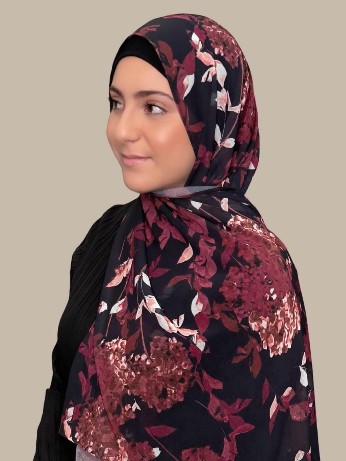 Modish Girl Printed Chiffon Hijab-Wild Orchid