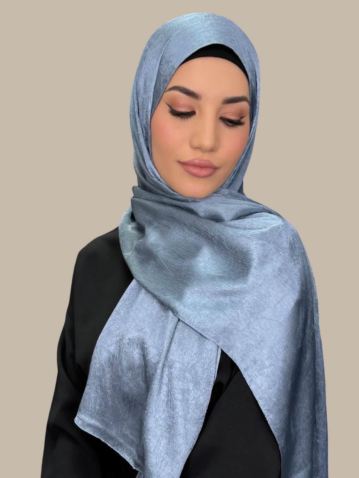 Classic Satin Hijab-Jean Blue