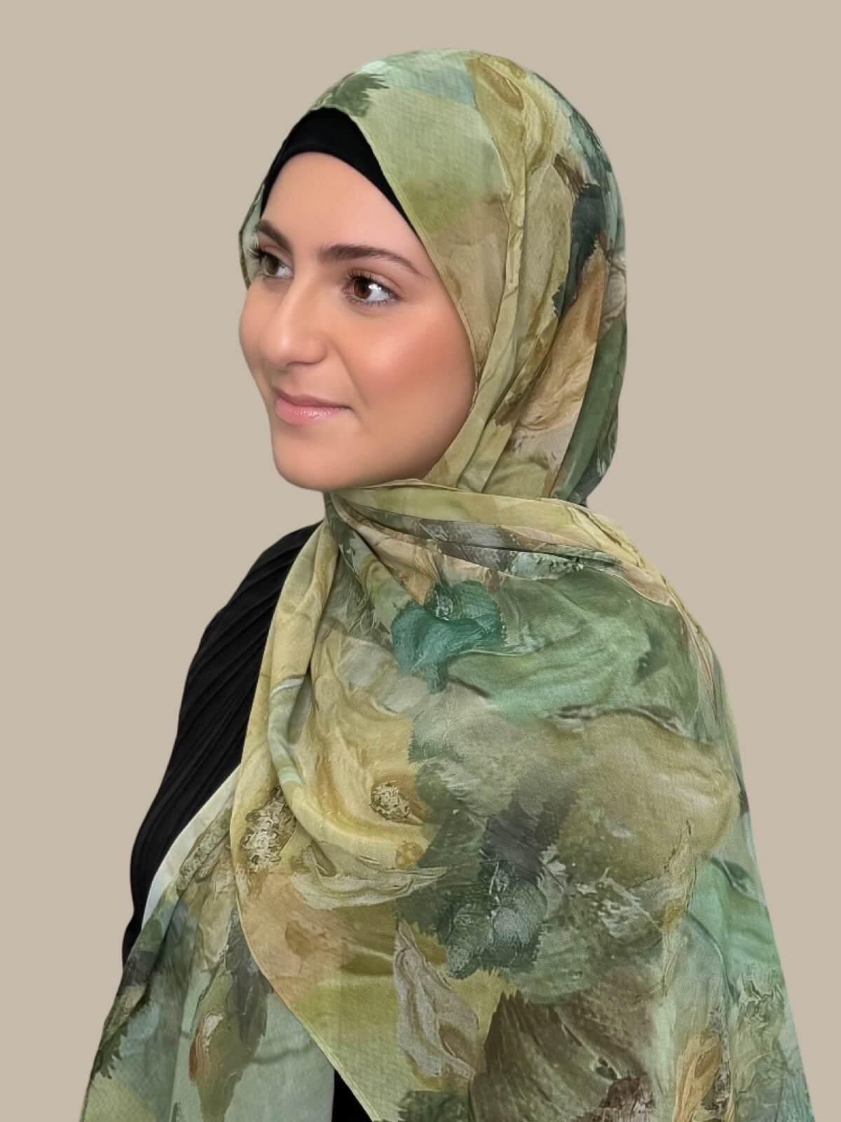 Modish Girl Printed Chiffon Hijab- Willow Drift