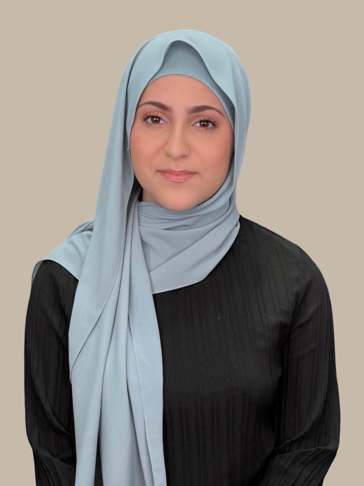 Modish Girl Matching Chiffon Hijab Set-Stone Blue
