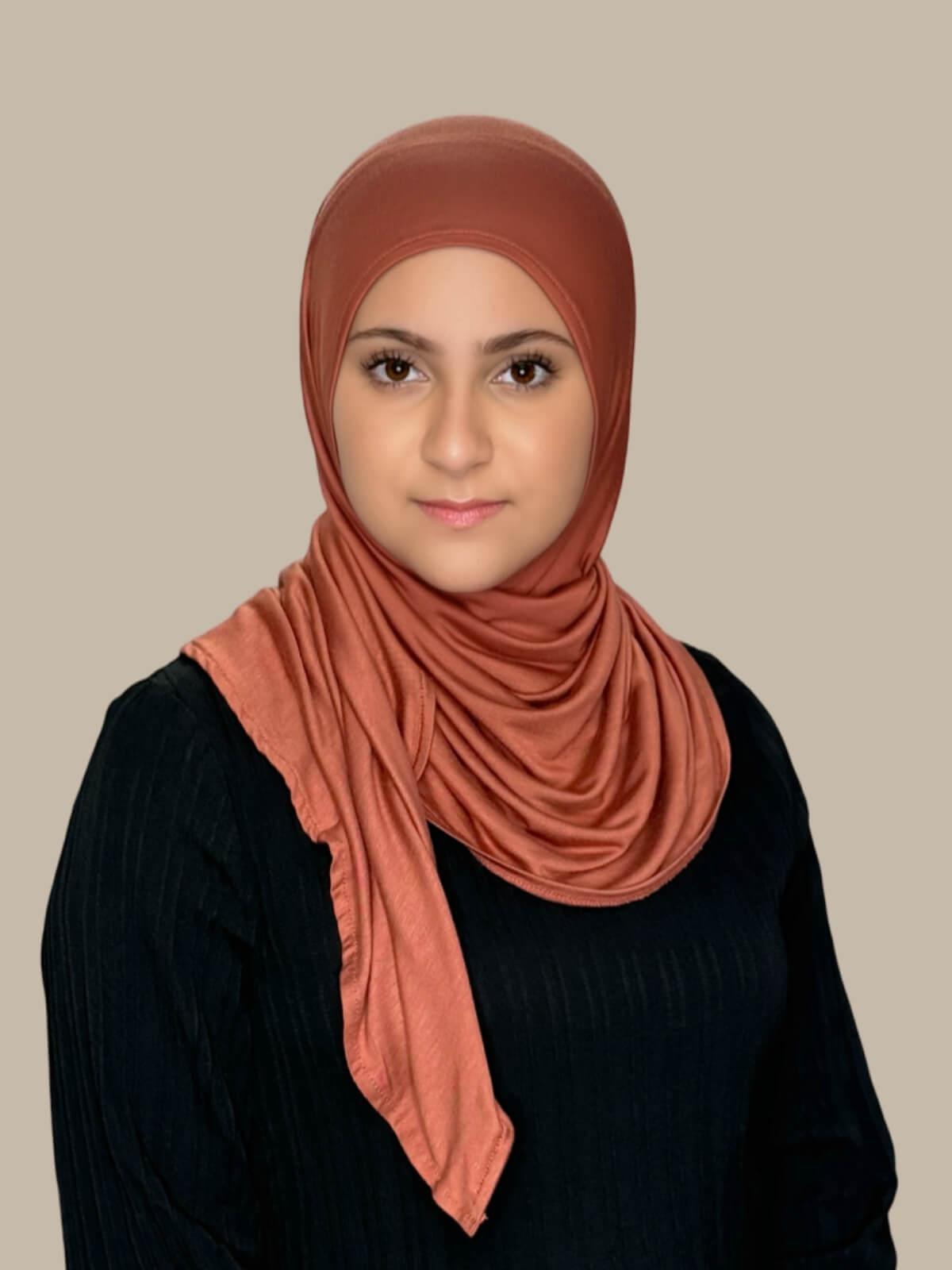 Modish Girl Pre-Sewn Jersey Hijab-Brick Red