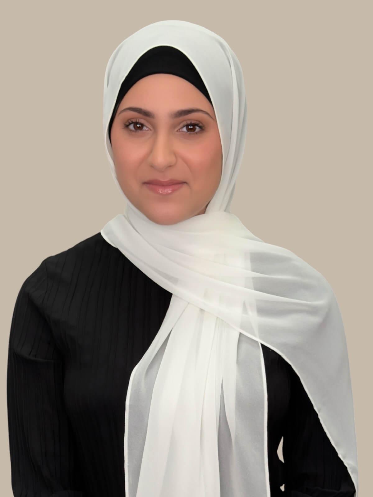 Modish Girl Luxury Chiffon Hijab-Floral White
