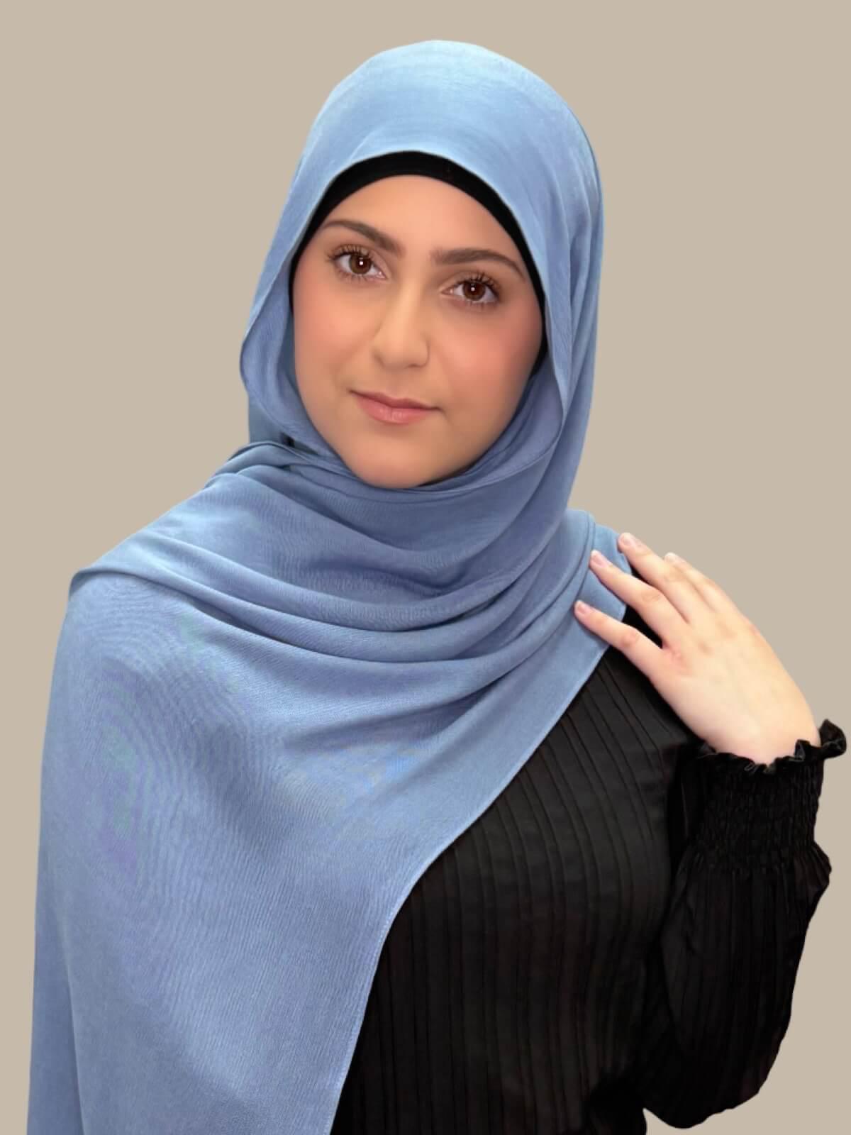 Modish Girl Cotton Modal Hijab-Steel Blue