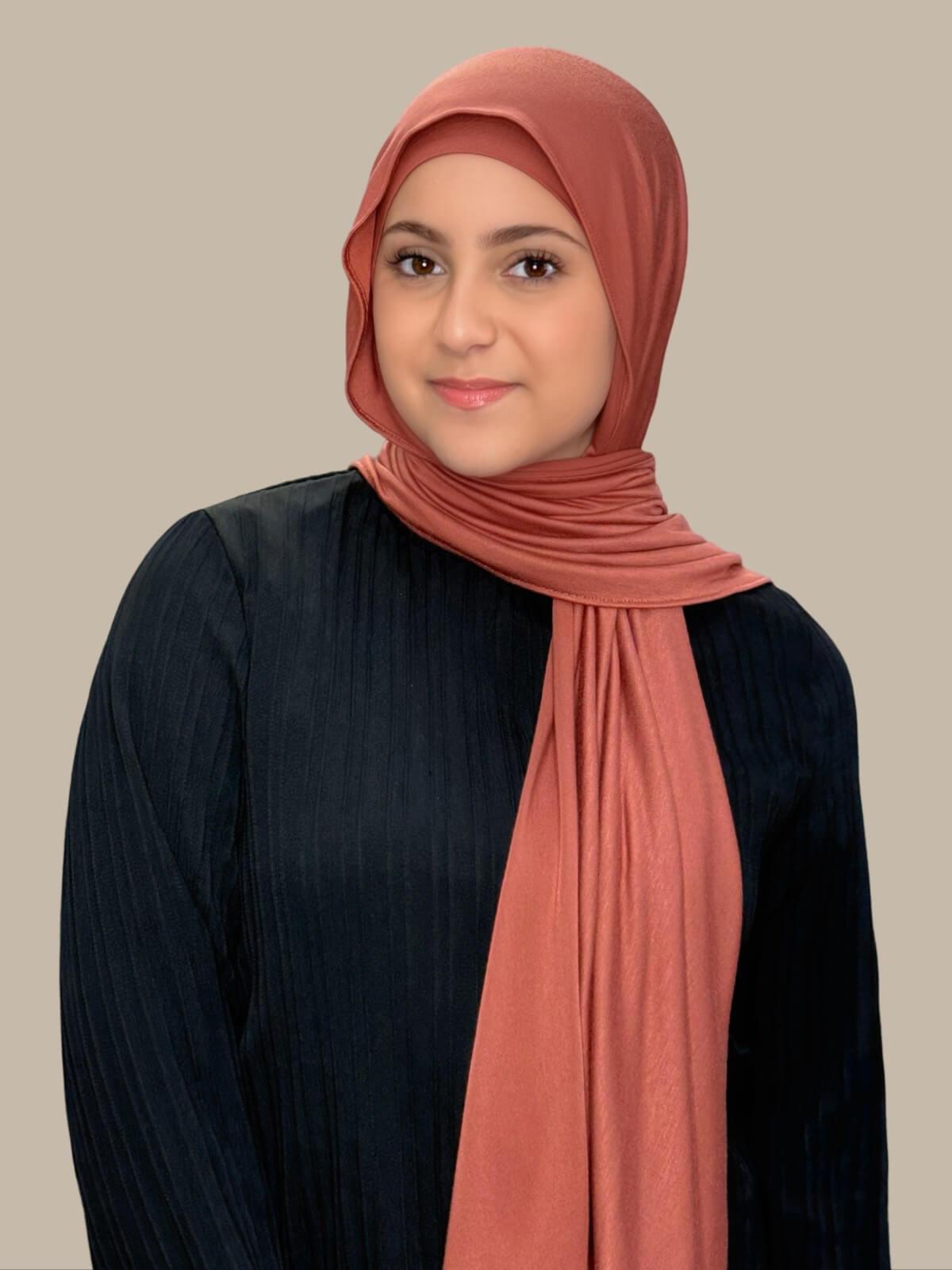 Modish Girl Premium Jersey Hijab-Brick Red