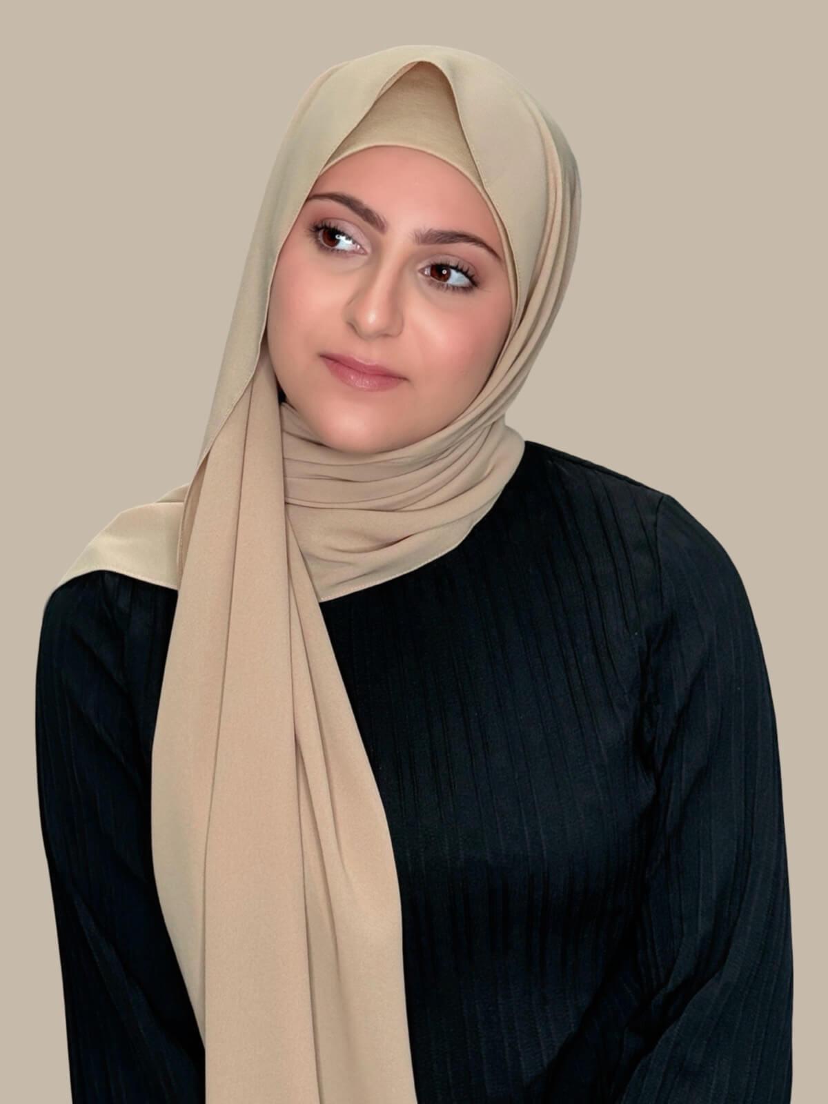 Modish Girl Matching Chiffon Hijab Set-Desert
