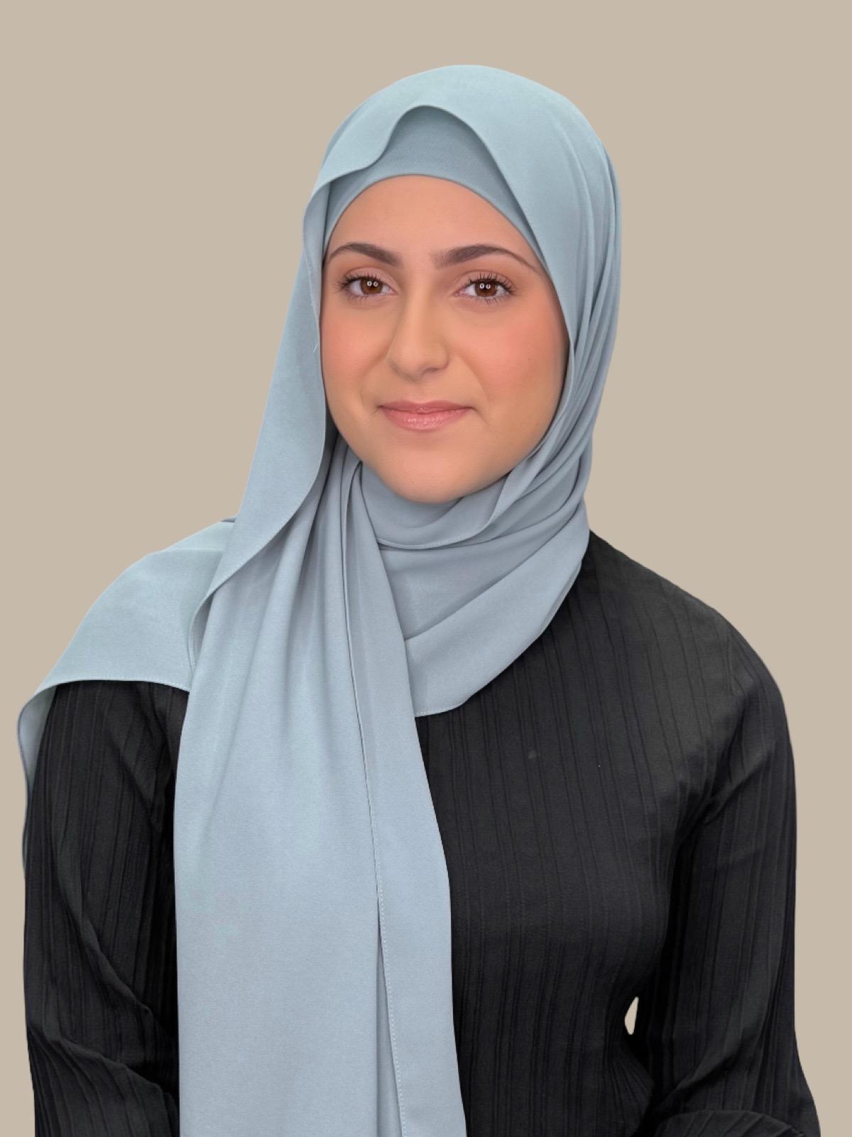 Modish Girl Matching Chiffon Hijab Set-Stone Blue