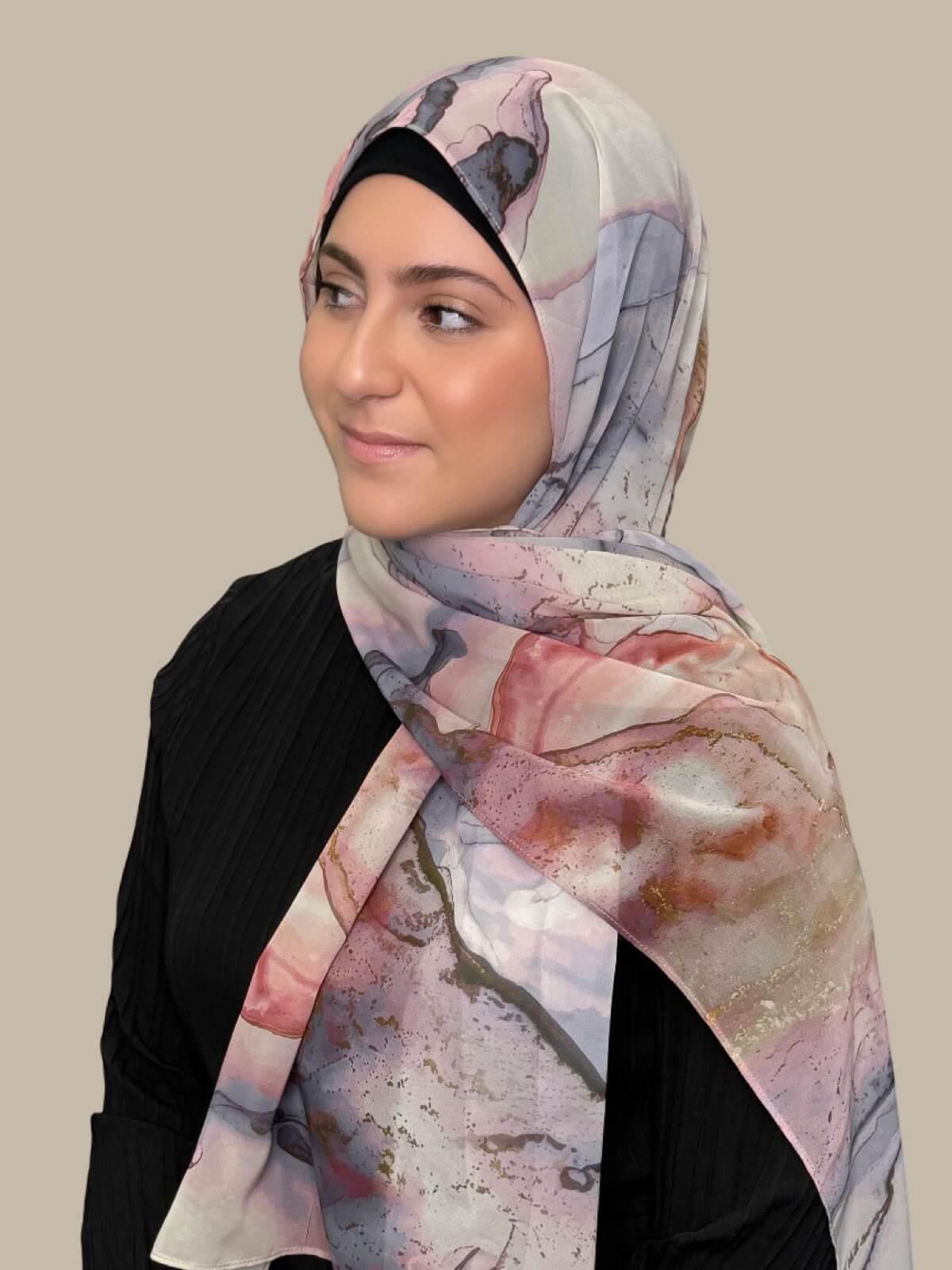 Modish Girl Printed Chiffon Hijab-Blush Quartz