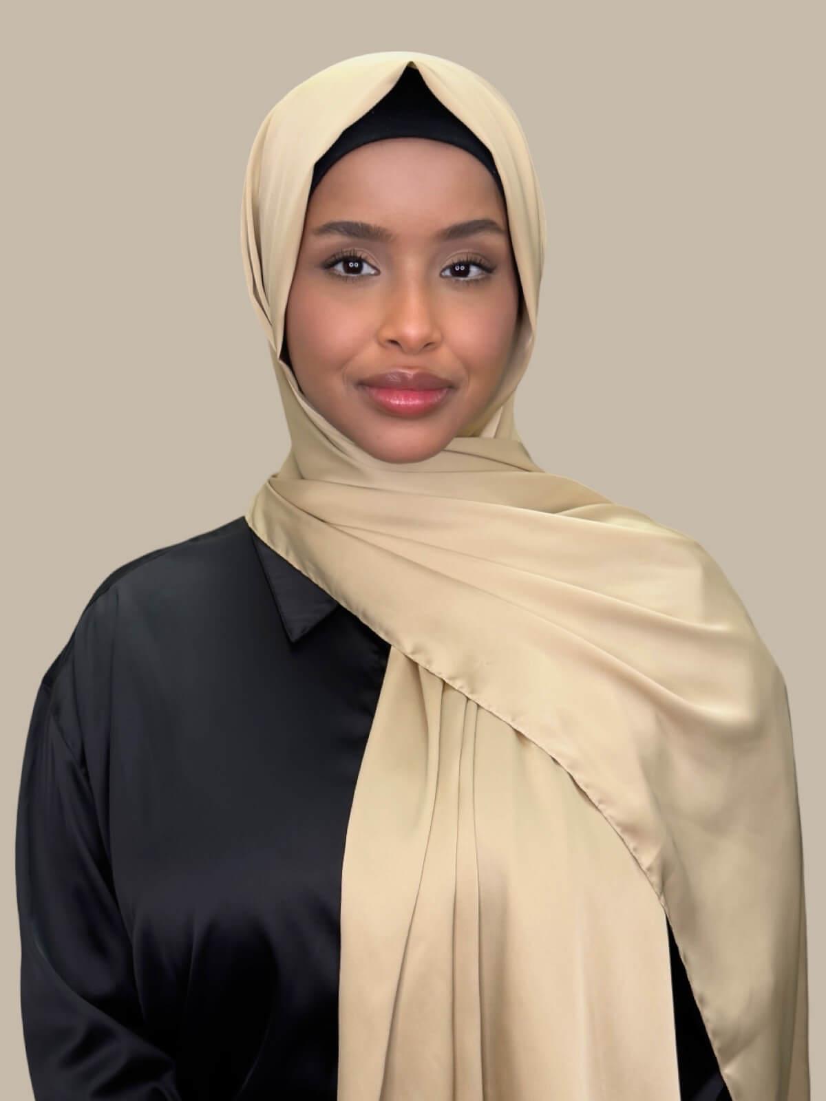 Premium Satin Hijab-Soft Gold