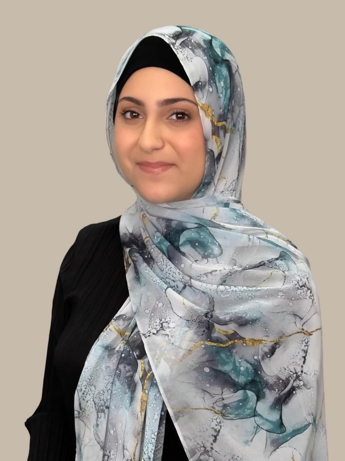 Modish Girl Printed Chiffon Hijab- Mystic Marble