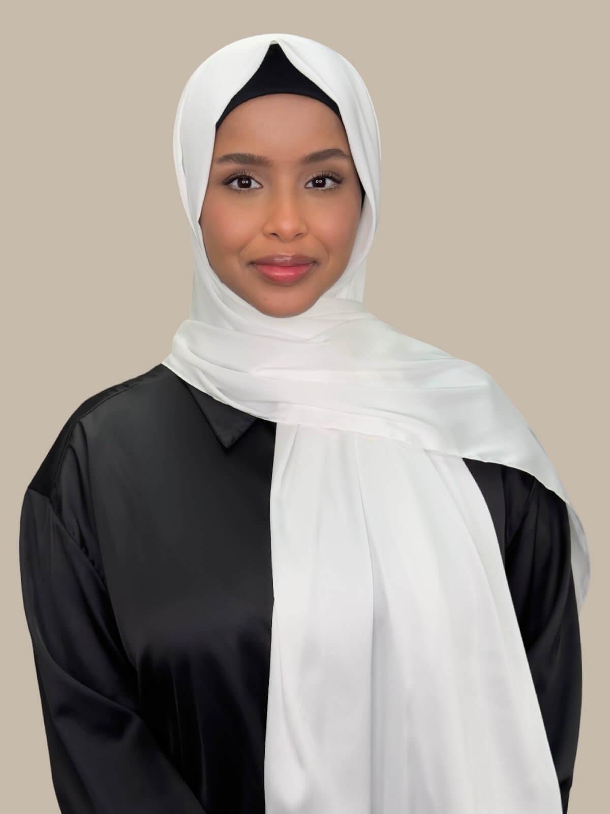 Premium Satin Hijab-Snow