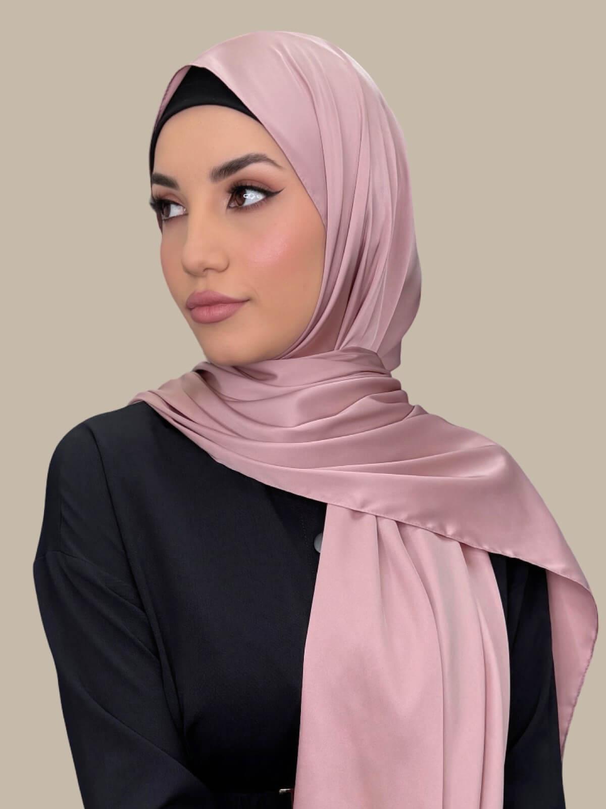 Premium Satin Hijab-Truffle Rose