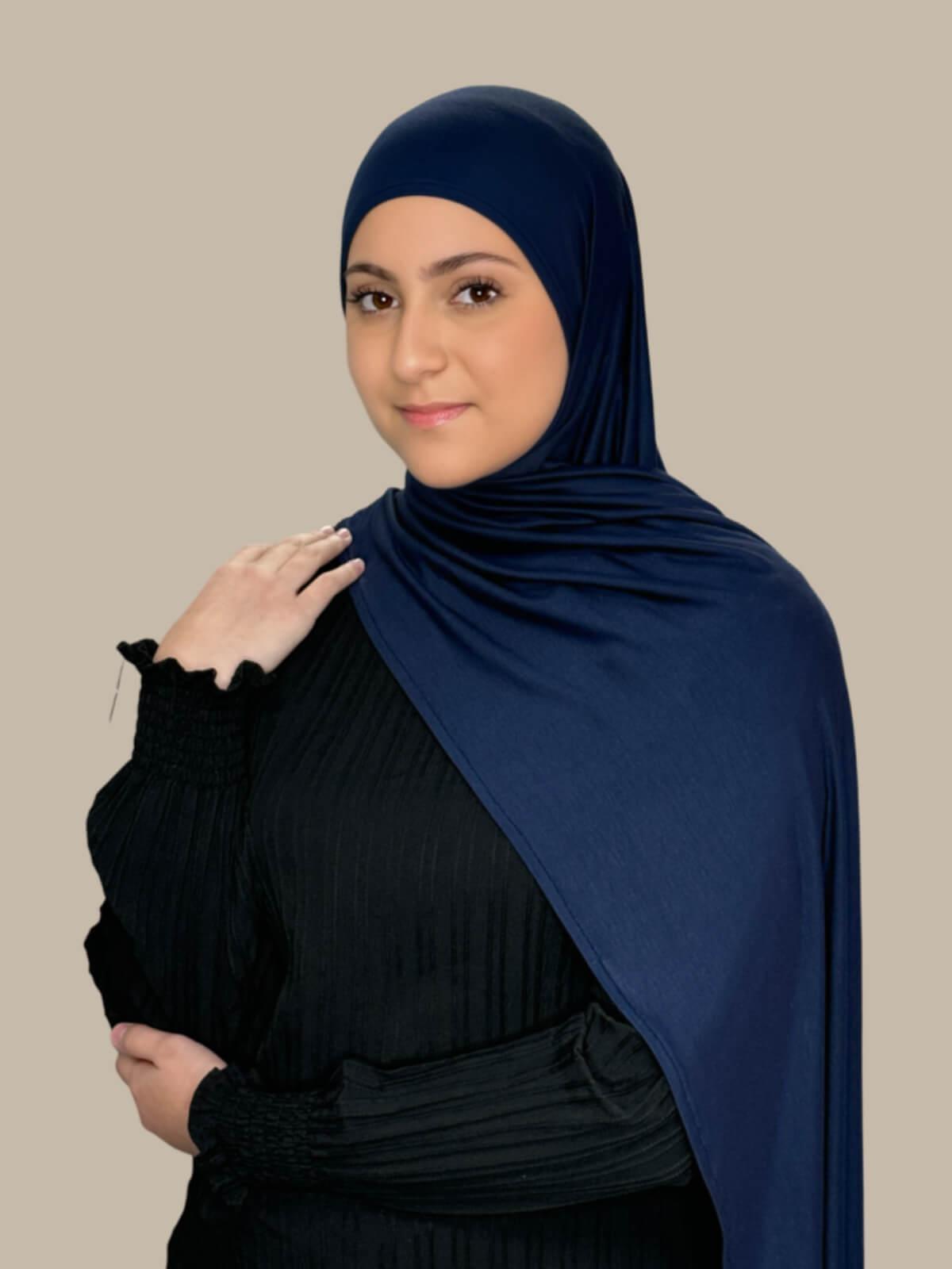 Modish Girl Pre-Sewn Jersey Hijab-Navy