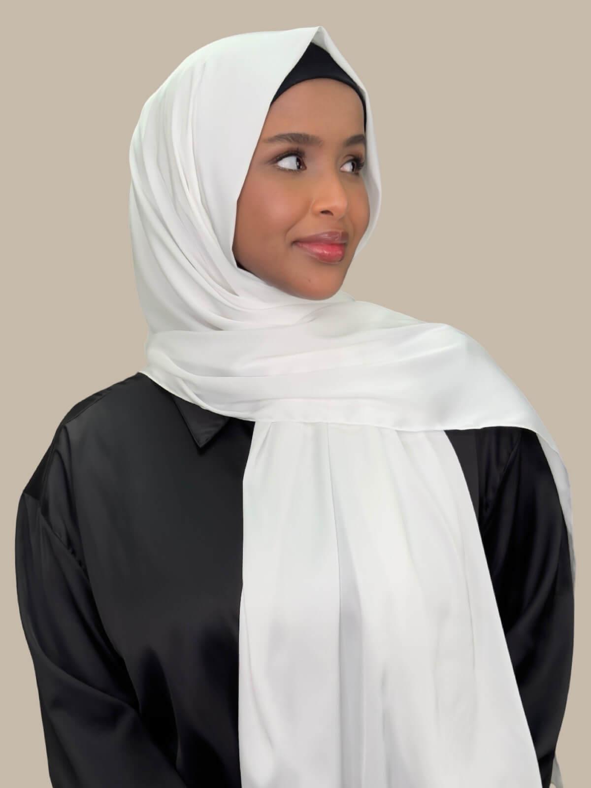 Premium Satin Hijab-Snow