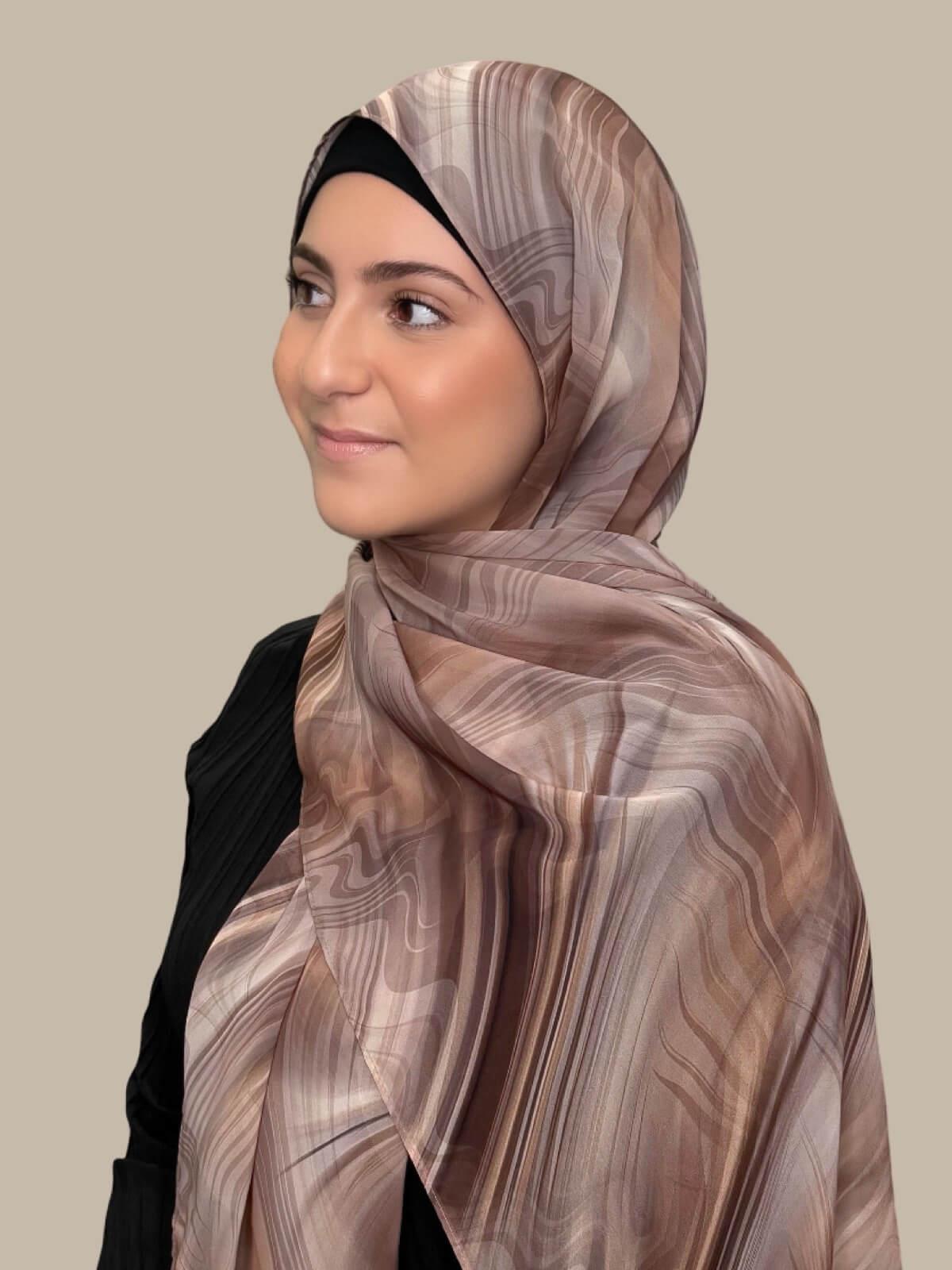 Modish Girl Printed Chiffon Hijab-Savanna Stripes
