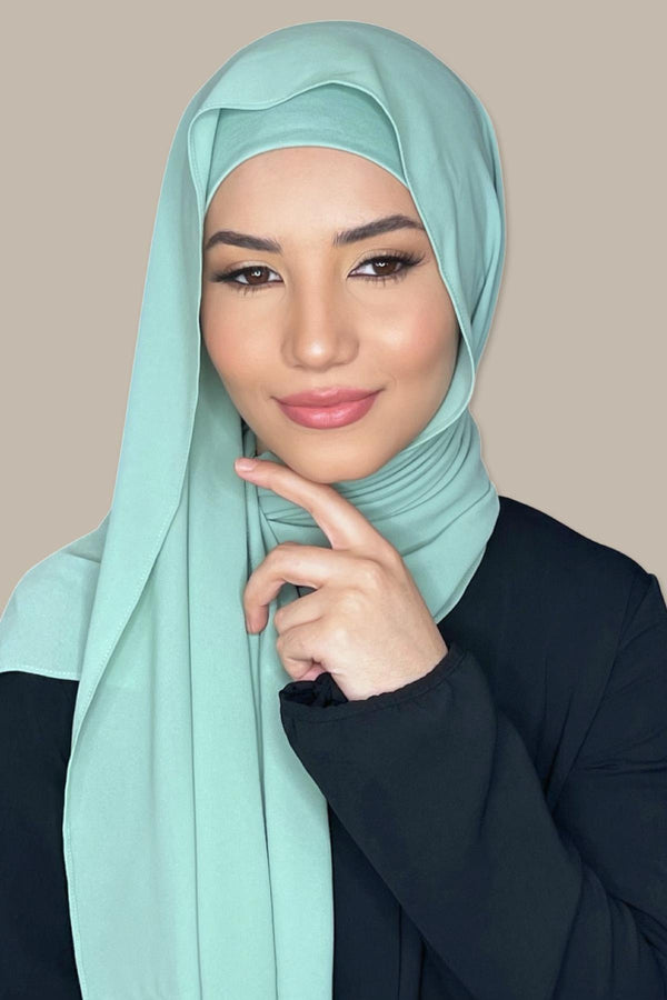 Matching Chiffon Hijab Set-Green Lagoon (FINAL SALE)