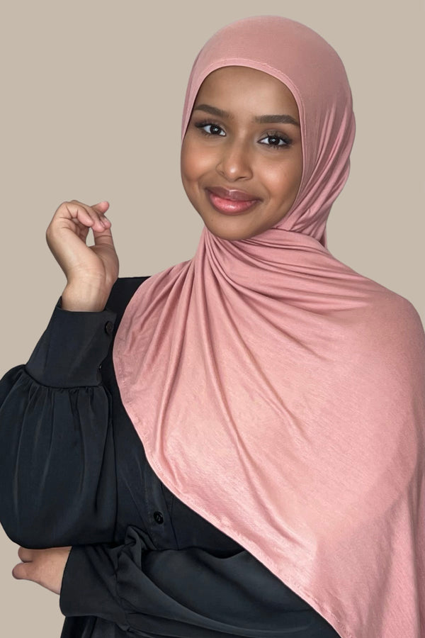 Pre-Sewn Jersey Hijab-Wood Rose