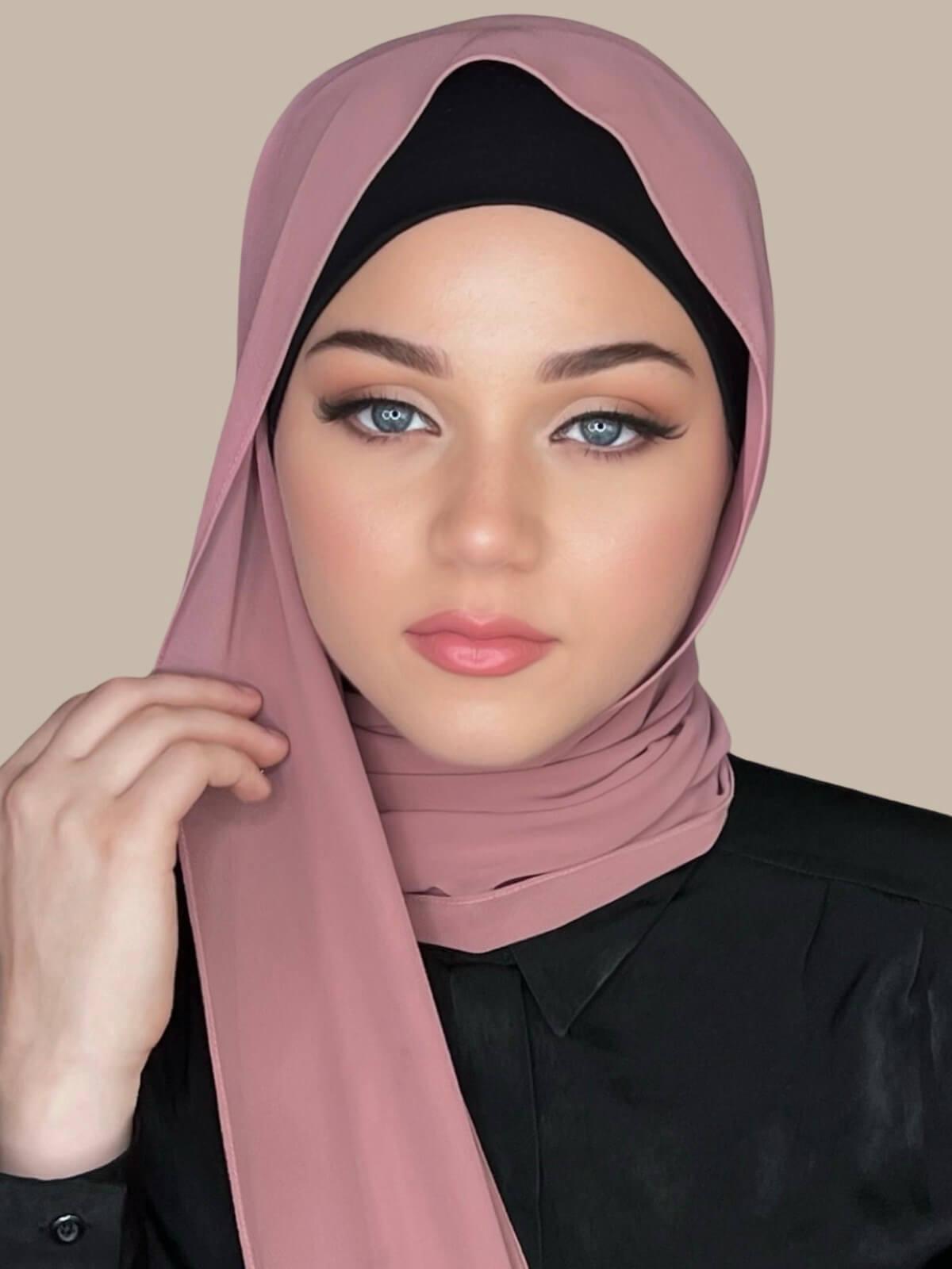 Luxury Chiffon Hijab- Rosey Brown