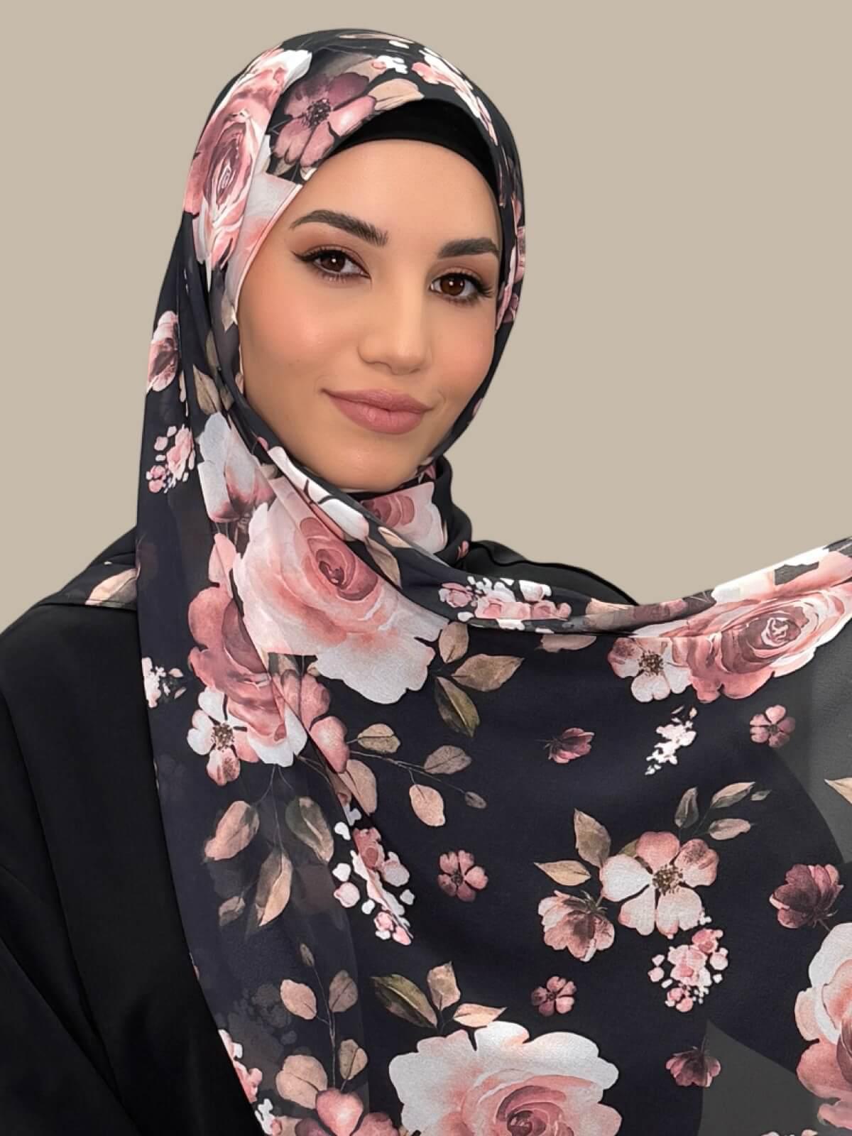 Printed Chiffon Hijab-Breathless Blossom