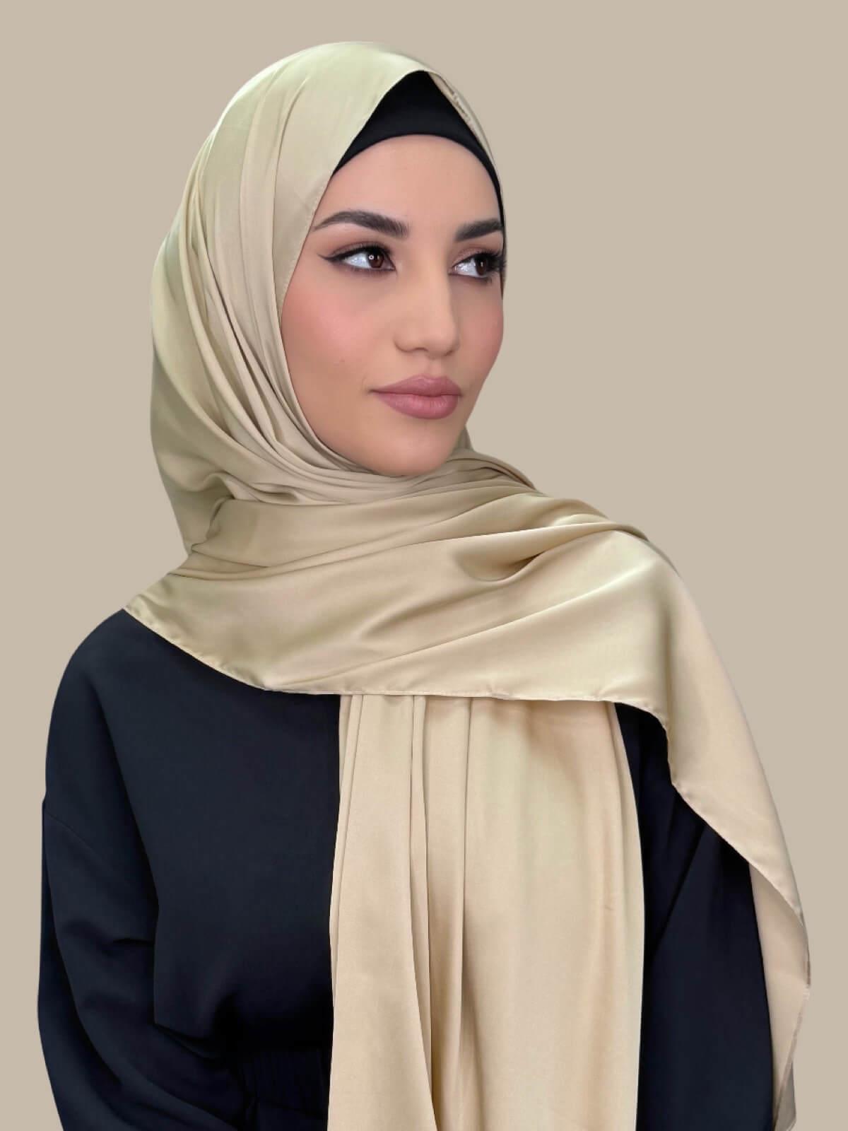 Premium Satin Hijab-Soft Gold