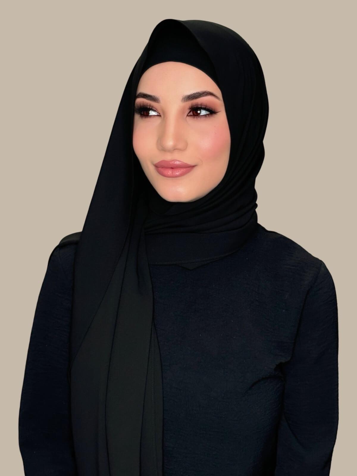 Matching Chiffon Hijab Set-Black