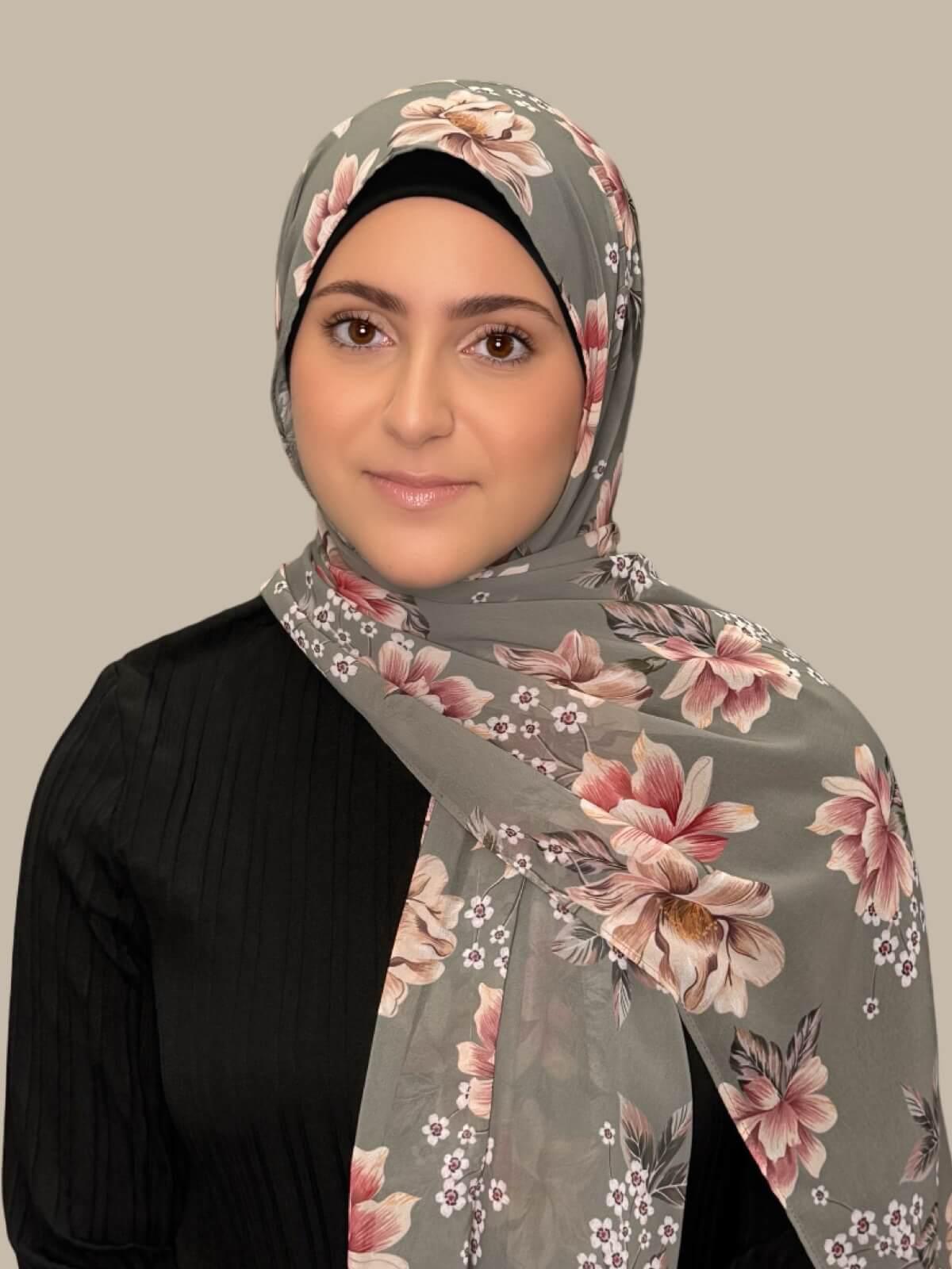 Modish Girl Printed Chiffon Hijab-Vintage Peony