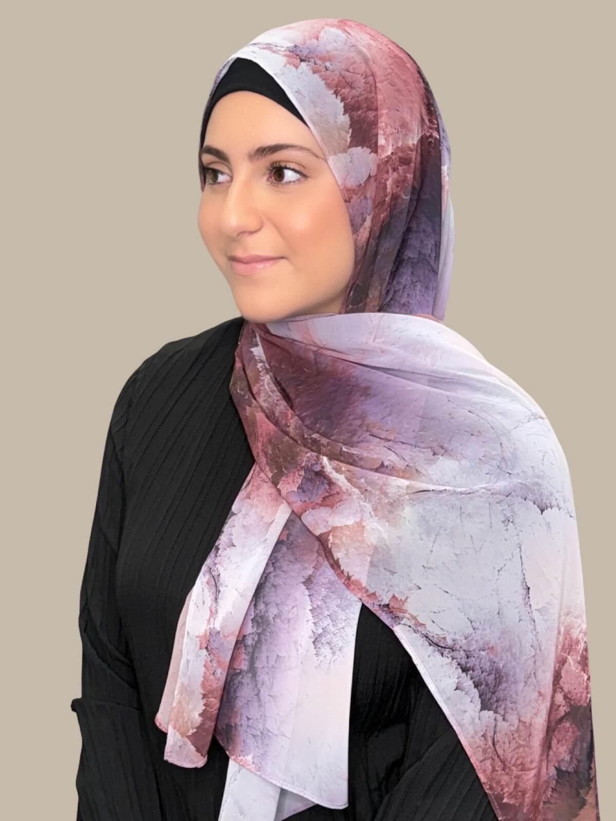 Modish Girl Printed Chiffon Hijab- Muted Mirage