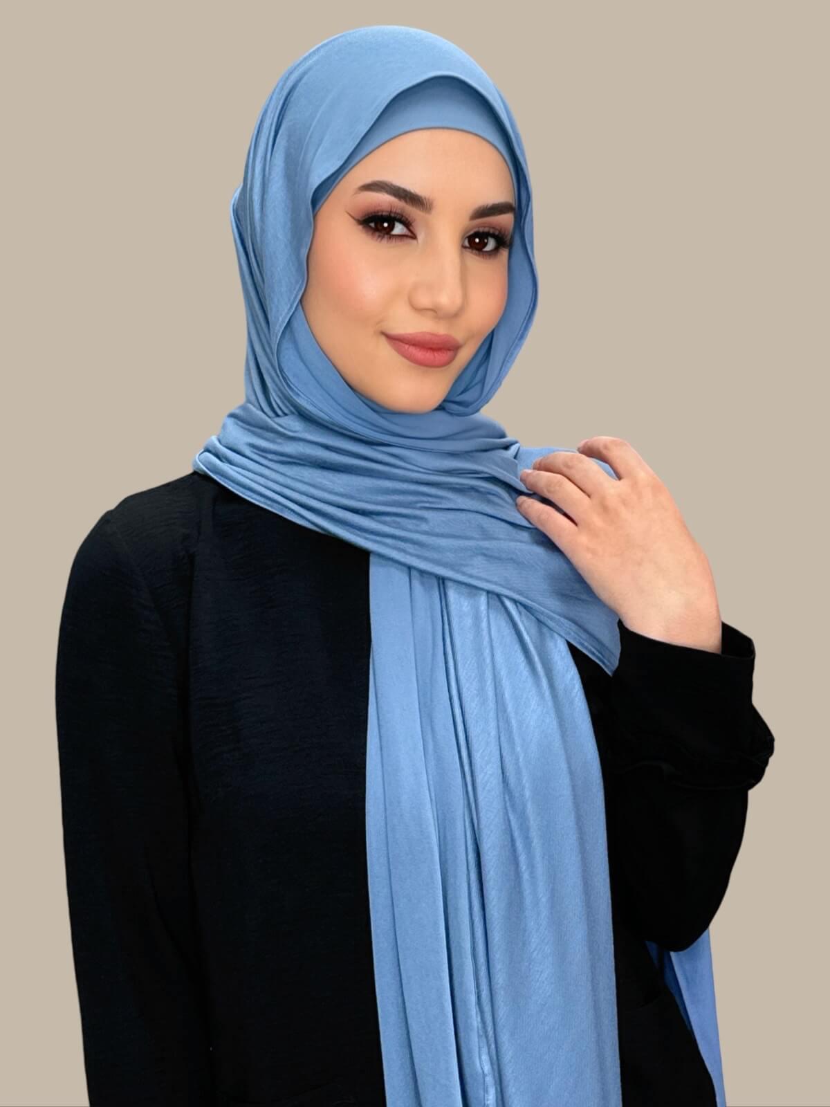 Premium Jersey Hijab-Blue Grey