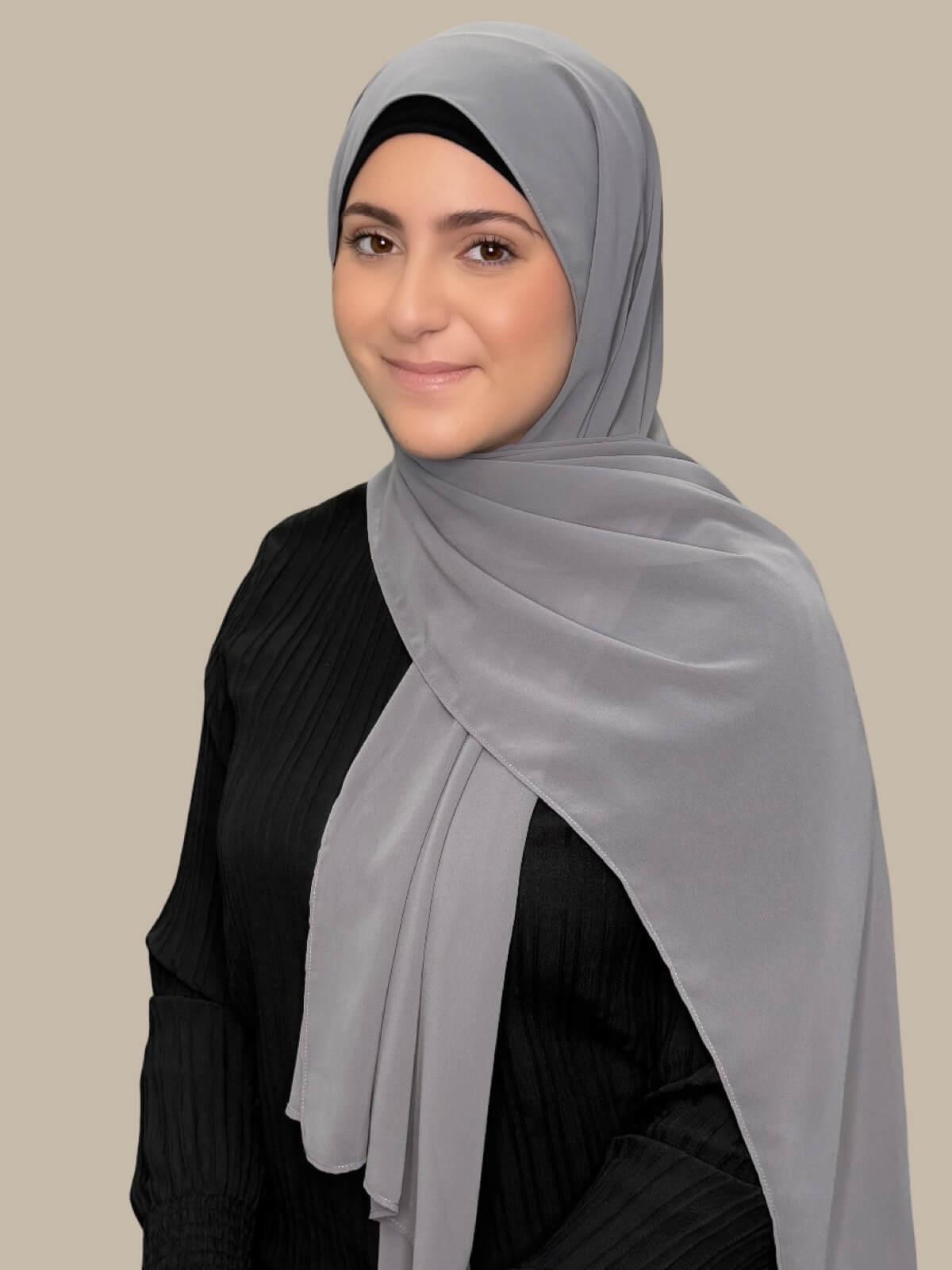 Modish Girl Luxury Chiffon Hijab-Fossil Grey