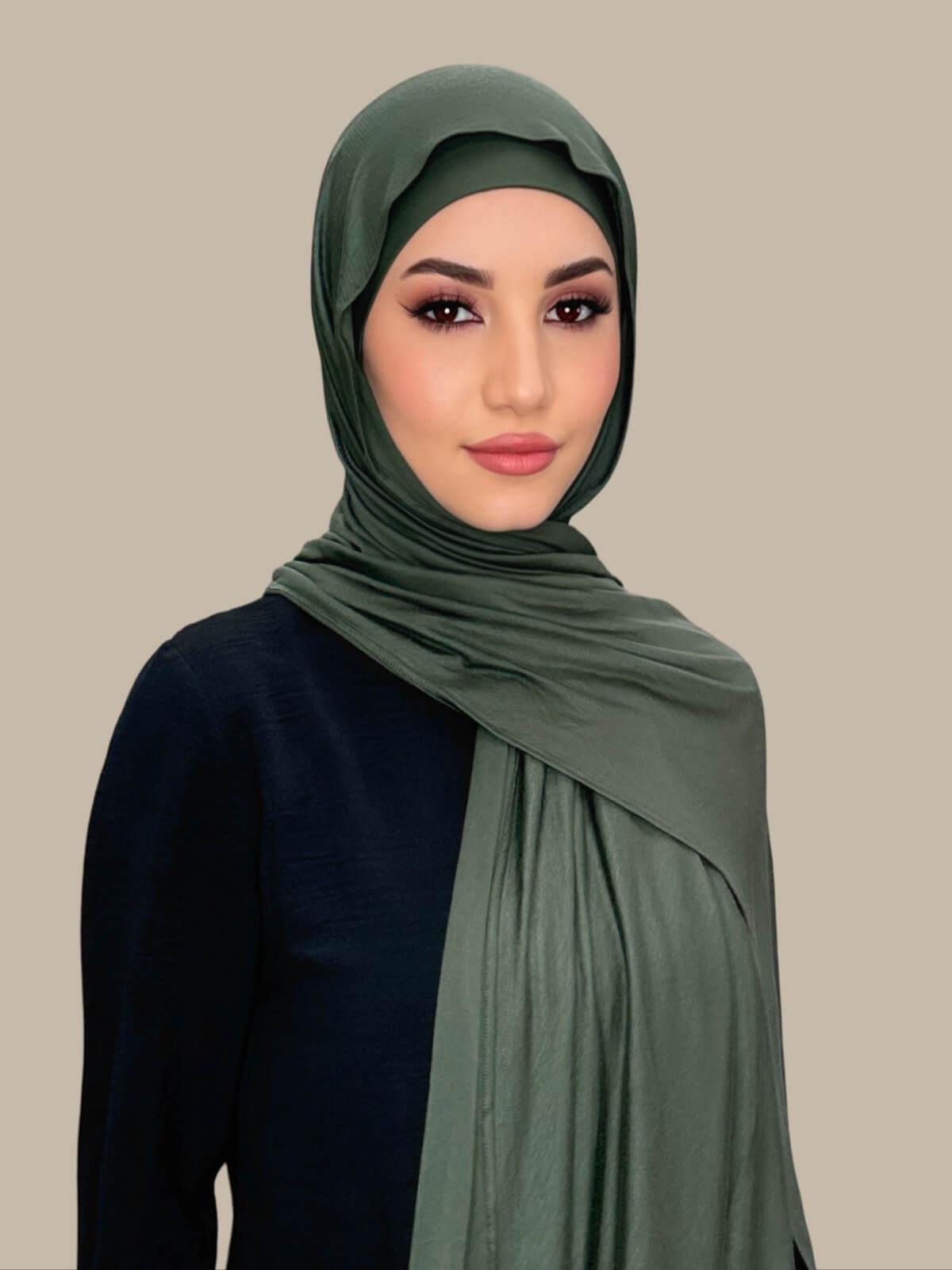Premium Jersey Hijab-Army Green