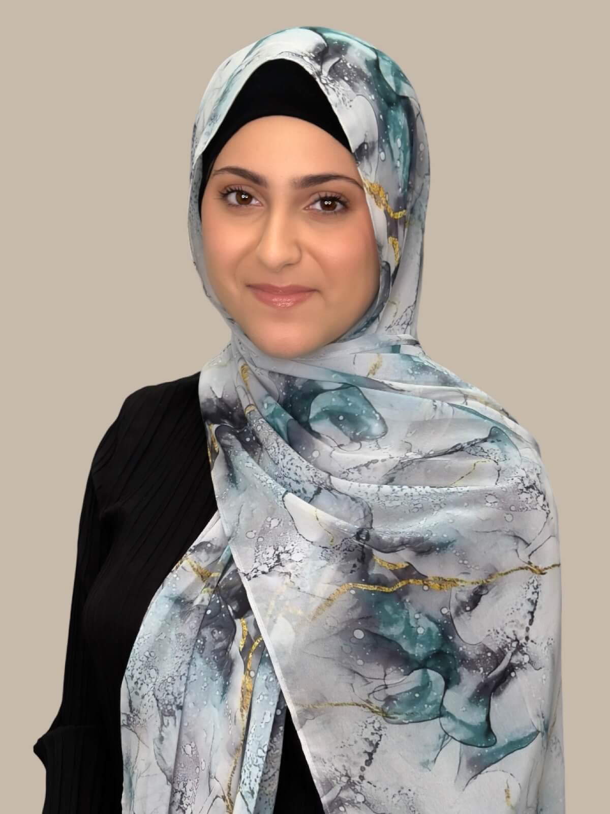 Modish Girl Printed Chiffon Hijab- Mystic Marble