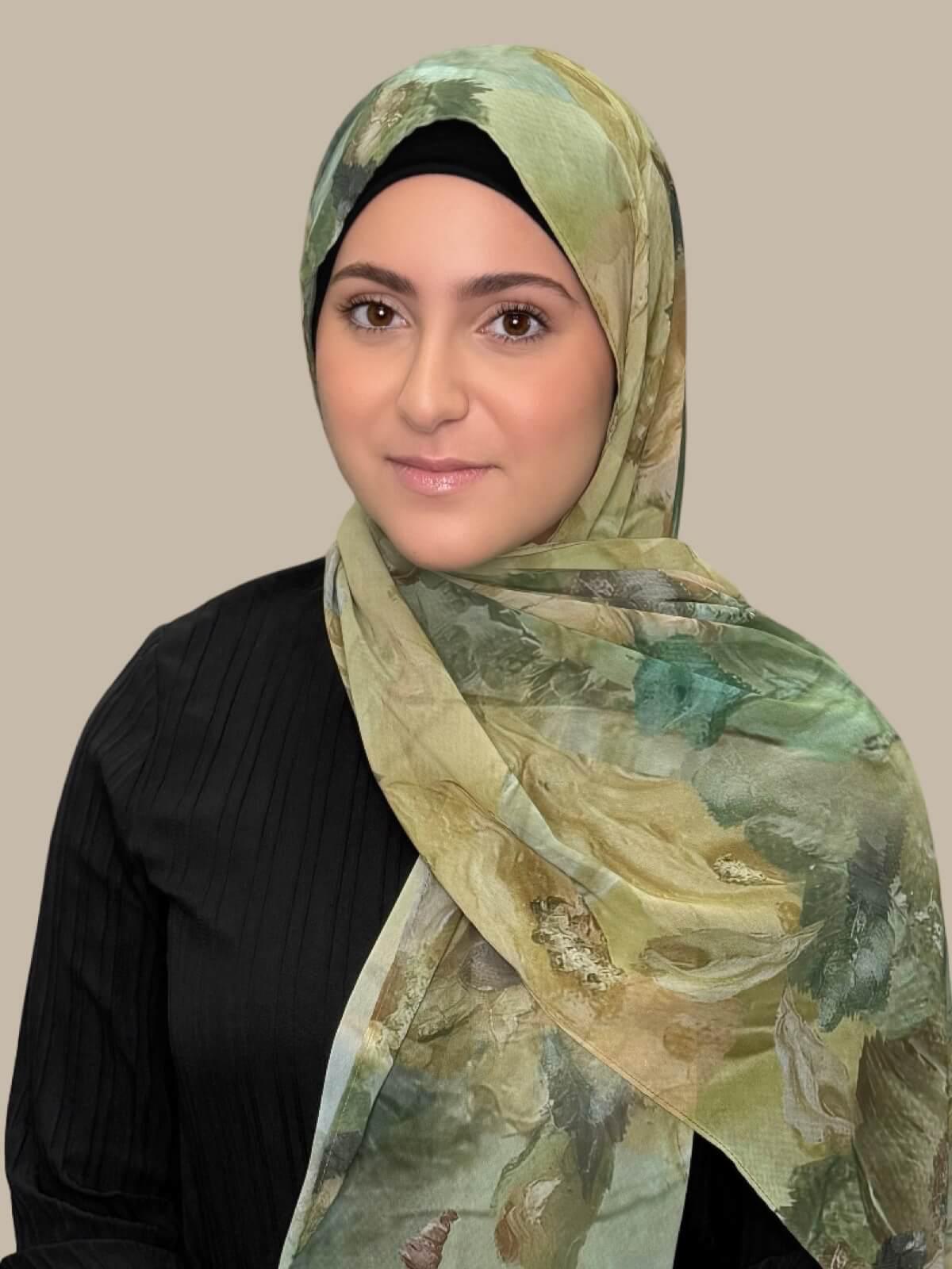 Modish Girl Printed Chiffon Hijab- Willow Drift