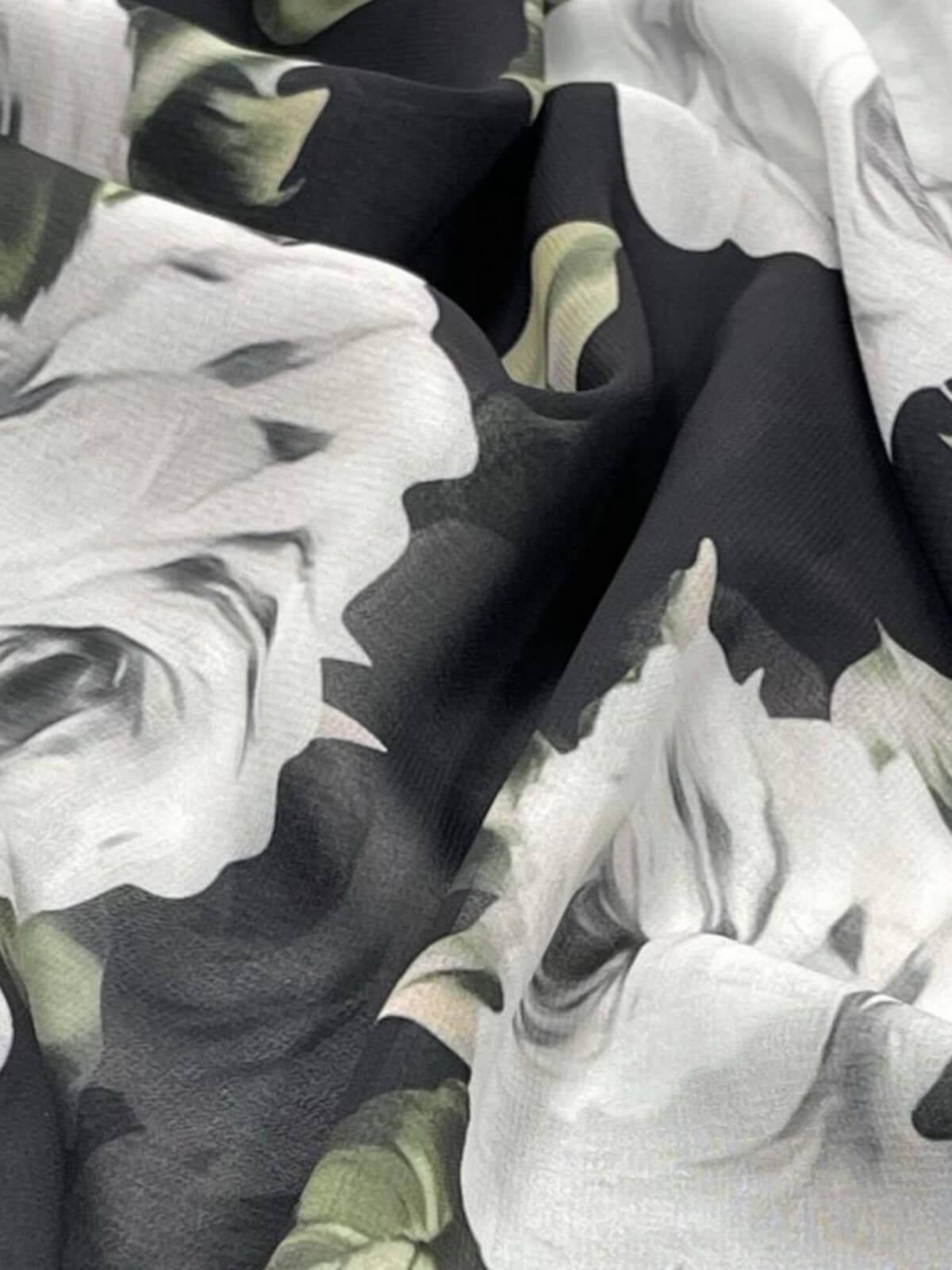 Modish Girl Printed Chiffon Hijab-Frosted Rosette