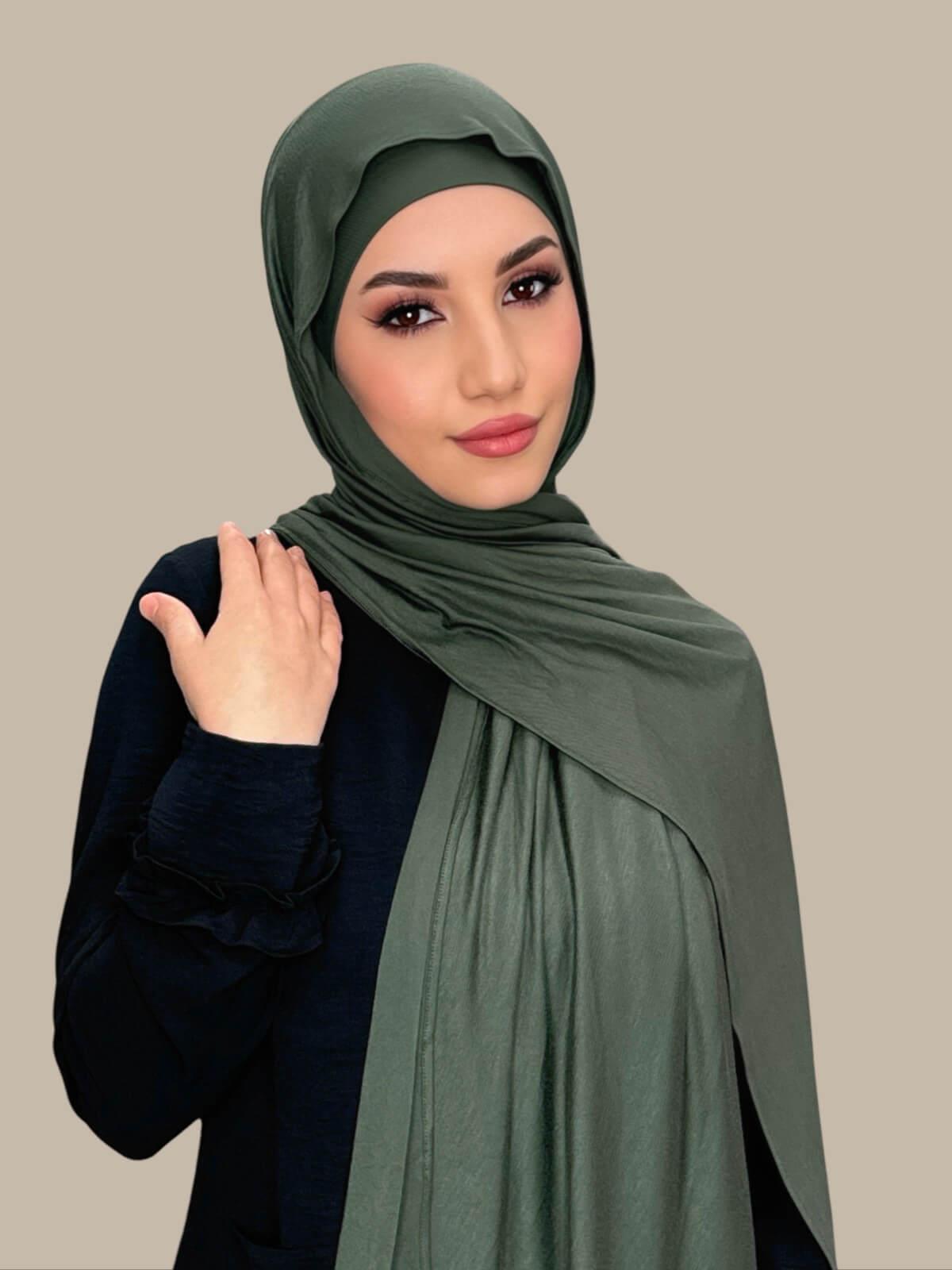 Premium Jersey Hijab-Army Green