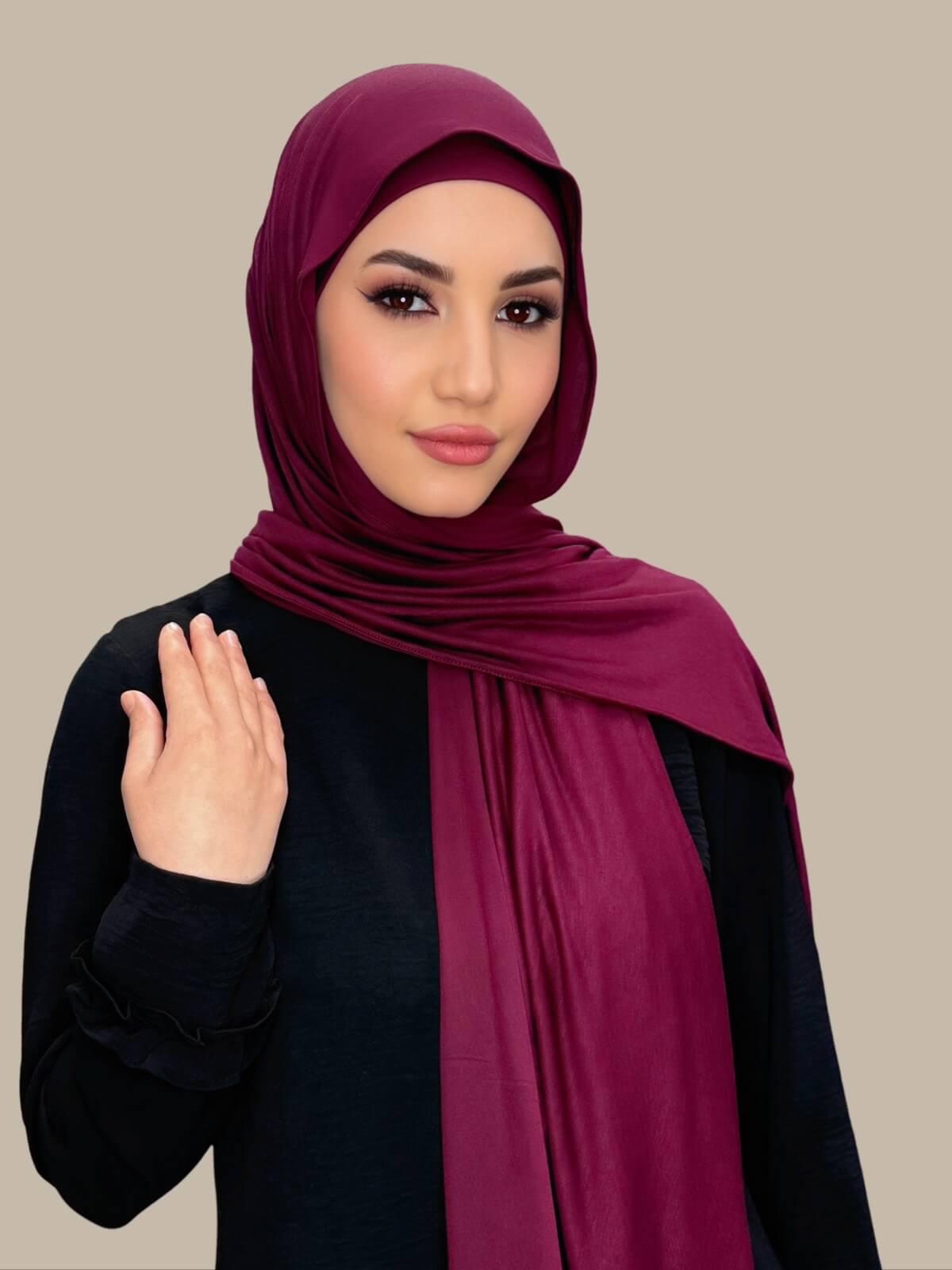 Premium Jersey Hijab-Burgundy
