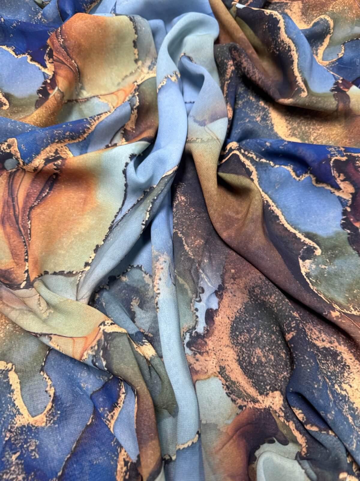 Modish Girl Printed Chiffon Hijab- Deep Horizon