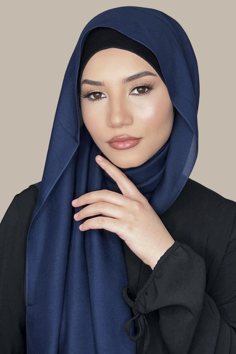 Cotton Modal Hijab-Navy