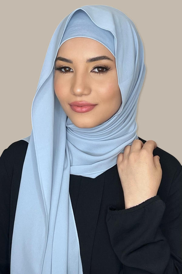 Matching Chiffon Hijab Set-Blue Jean