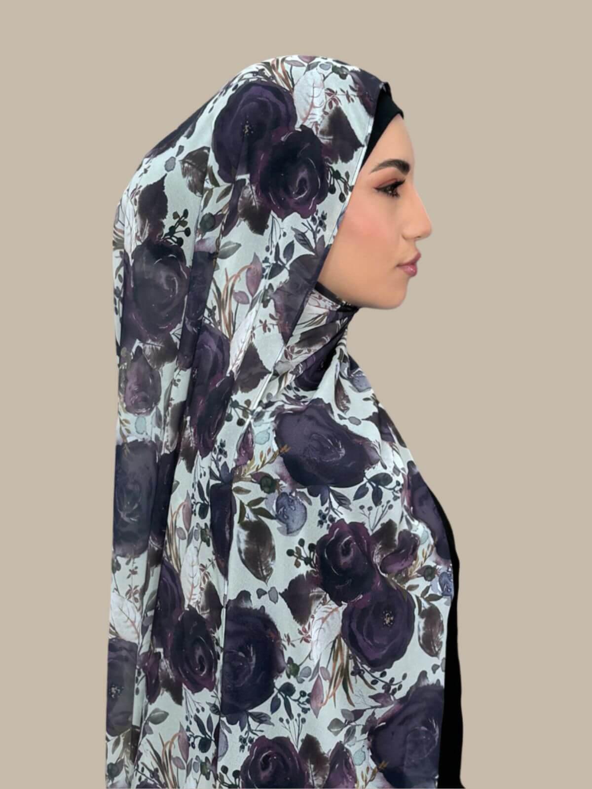 Printed Chiffon Hijab-Plum Orchid