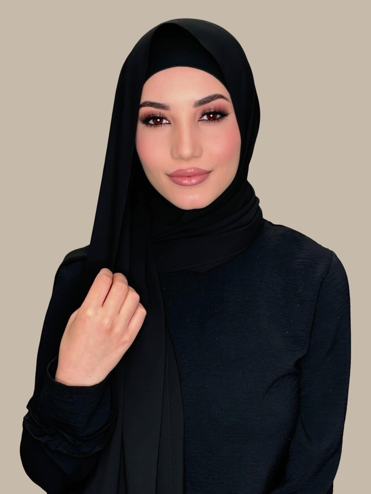 Matching Chiffon Hijab Set-Black