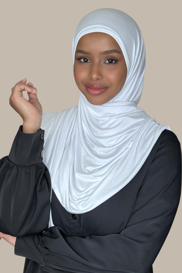 Instant Premium Jersey Hijab-White