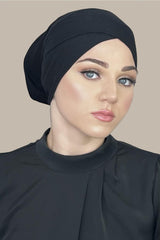 Premium Jersey Cross Front Underscarf-Black