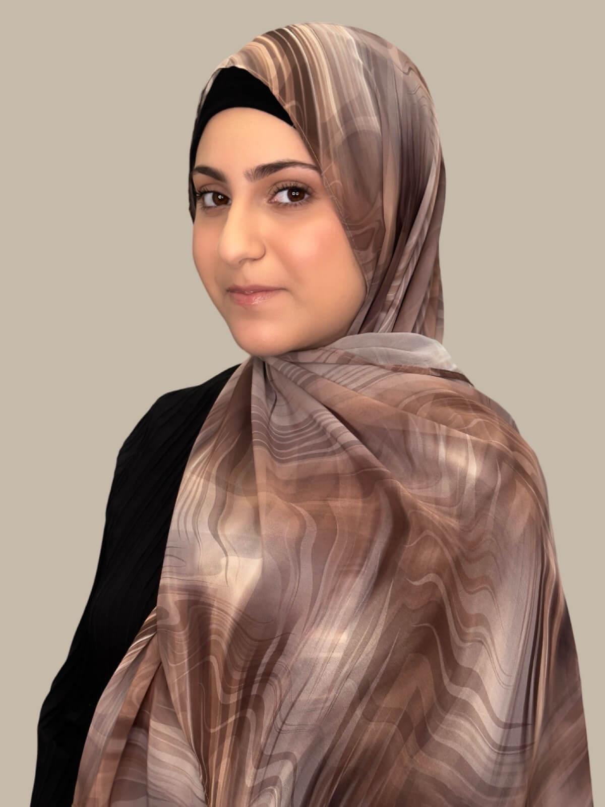 Modish Girl Printed Chiffon Hijab-Savanna Stripes